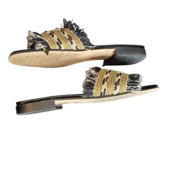 Robertson Madison Handcrafted Fringe Chrissie Slide Sandal Corda Nero Size 10/US - Picture 8 of 12